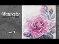 How to Paint a Rose Watercolor. Tutorial. Part 1