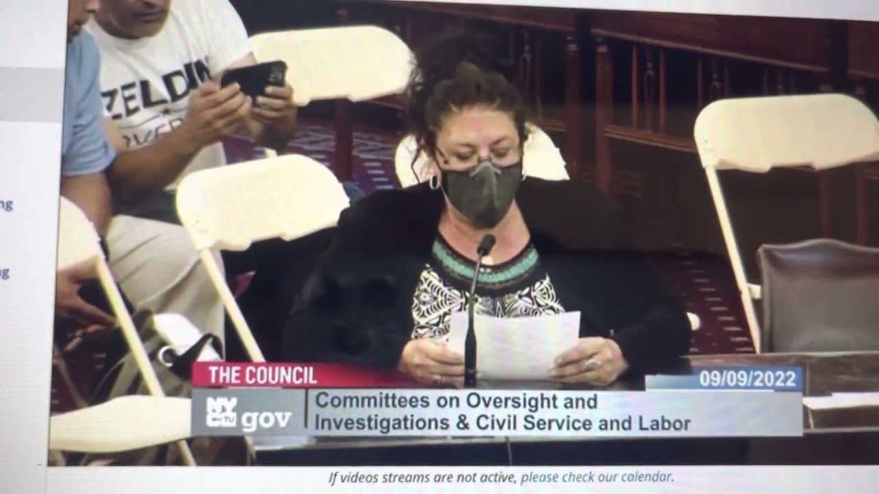 September 9th testimony before NYC Council YouTube
