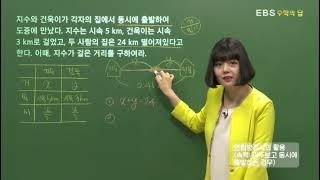 [EBS 수학의 답] 연립방정식의 활용 - 연립방정식의 활용(속력: 마주보고 동시에 출발하는 경우)