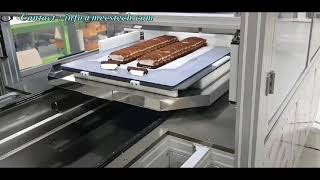 Two Rectangular Cream  Roll Cakes Cutting by Ultrasonic Cake Cutting Machine