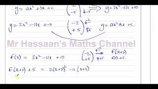 (CAIE) P1, (9709), Text Book, Ch 2, Ex 2E Q7, p55, Translations of Quadratic Functions