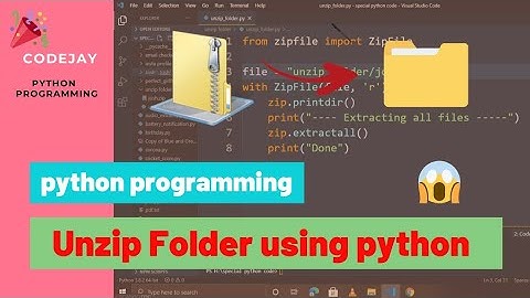 Unzip folder using python | How to Unzip a File - Python | folder ko unzip kaise kare | codejay