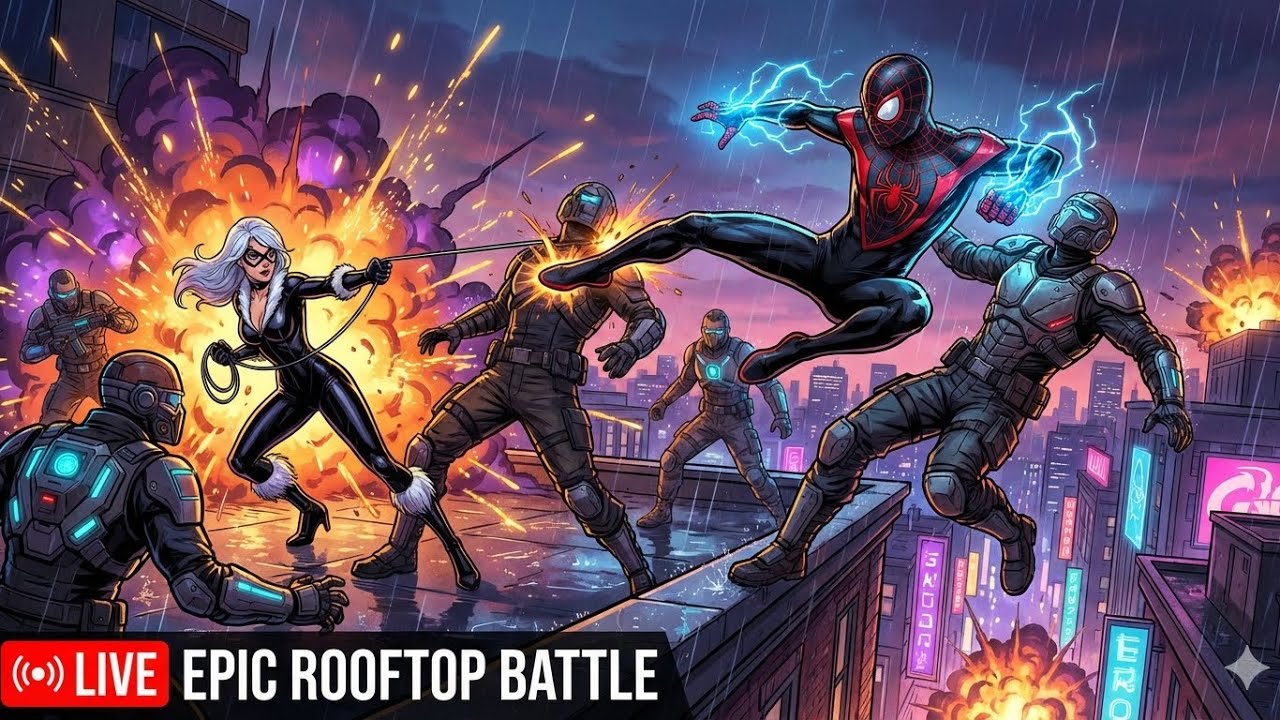 Miles Morales & Black Cat vs Hunters | Funny Commentary Epic PS5 Gameplay Fight | Part 2