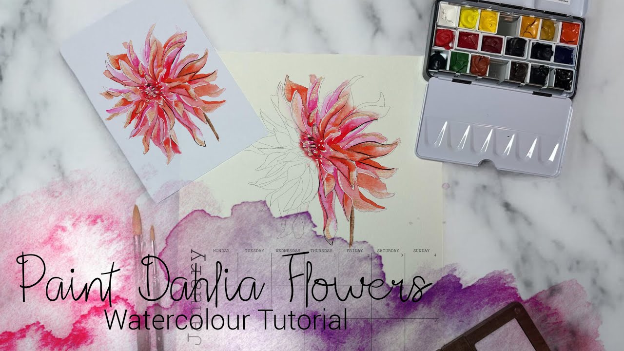 Dahlia Flowers | How to paint with Watercolour painting | Calendar 2026