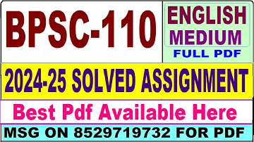 BPSC 110 solved assignment 2024-25 || bpsc 110 solved assignment 2025 in English || ignou bpsc110