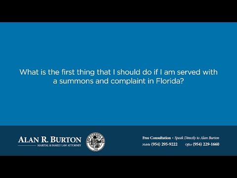 What is the first thing that I should do if I am served with a summons and complaint in Florida?