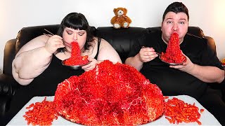 EXTREME HOT CHEETOS FIRE NOODLES WITH HUNGRY FAT CHICK • Mukbang &amp; Recipe