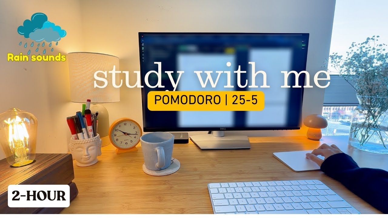 2-HR STUDY WITH ME  📚 Productive Deep Work Session | Heavy Rain Ambience | Pomodoro 25/5