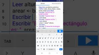 Área de Cuadrado y Rectángulo - Programando en la App Pseudocode para Android.