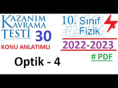 10. Sınıf | Fizik | Kazanım Testi 30 | Optik 4 | 2022 2023 | MEB | TYT | YKS | 2023 2024 | PDF