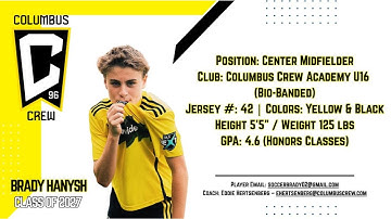 Brady Hanysh– 2027 Recruiting Highlight Video – Columbus Crew U16 (MLS Next) – CM/CAM