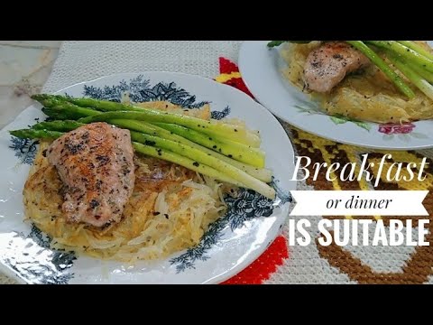 GRILL SALMON WITH PIE POTATO & ASPARAGUS - YouTube