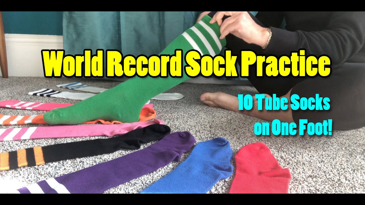 10 Tube Socks on One Foot! World Record Sock Wearing Practice YouTube