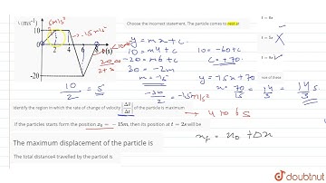The figure shows a velocity-time graph of a particle moving along a straight line Choose the inc...