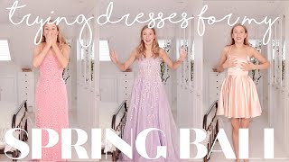 TRYING ON DRESSES FOR MY COLLEGE SPRING BALL | Coco&#39;s World