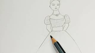 رسم بنت فستان قصير/ رسم للمبتدئين