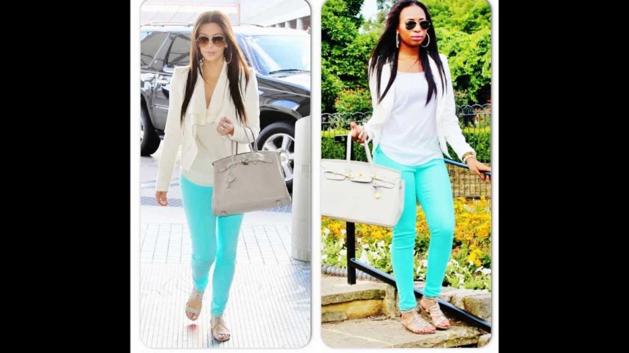 Style Dupe: Kim Kardashian Mint Green, White Blazer and Charcoal