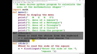 roypaulmca : Functions Menu driven Part 3 of 4