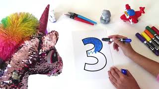 number three coloring | هيا نتعلم ونلون الرقم ثلاثة