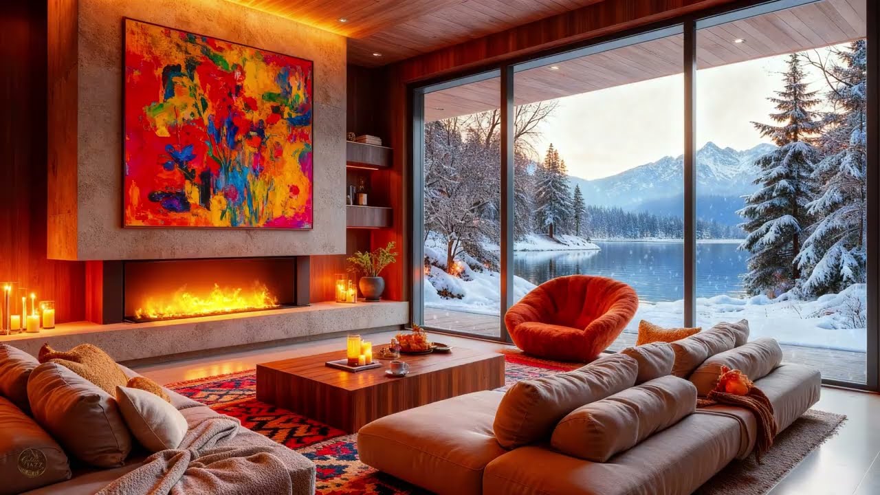 This Jazz Instantly Relaxes Your Mind 🔥 Fireplace, Snow & Deep Calm