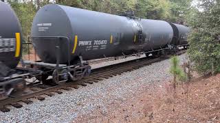 CSX 43 leads a good sized south bound mixed freight train Tuesday on the CSX mainline 11/25/2025