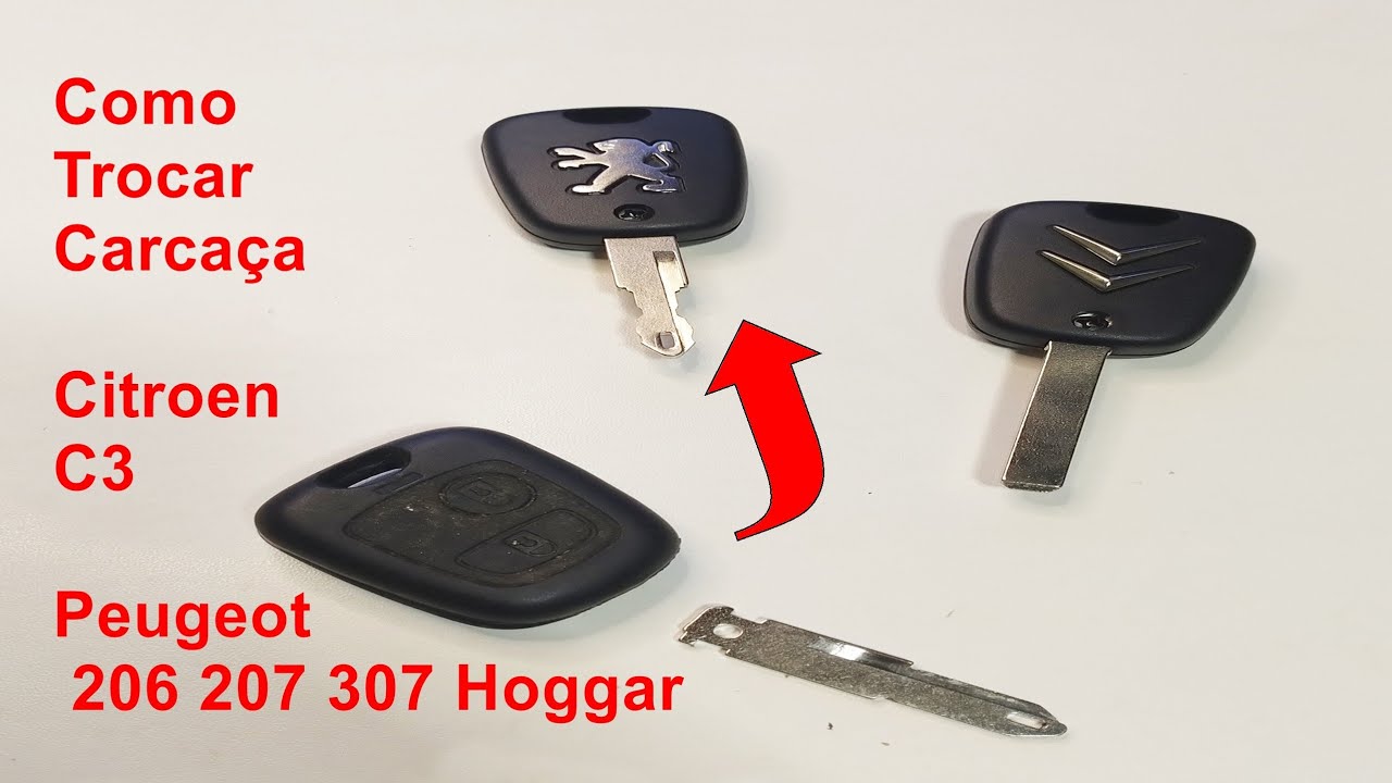 Tutorial como trocar chave capa chave Citroen C3 Peugeot 206 207 307 Hoggar