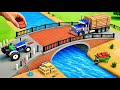 DIY Mini Truck Builds Brick &amp; Metal Railing Bridge | Fun Construction Science Project #4