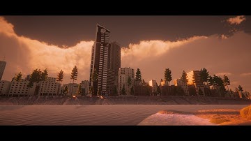 Fly Through of 3D Procedural Cities Separated Across a River in Unity Engine