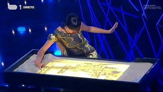 Awesome sand art live performance at Portugal TV by Kseniya Simonova (devoted to Salvador Sobral)