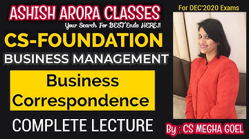 CS FOUNDATION LIVE REVISION BATCH | BUS. MNGT |BUSINESS CORRESPONDENCE |COMPLETE CLASS|CS MEGHA GOEL