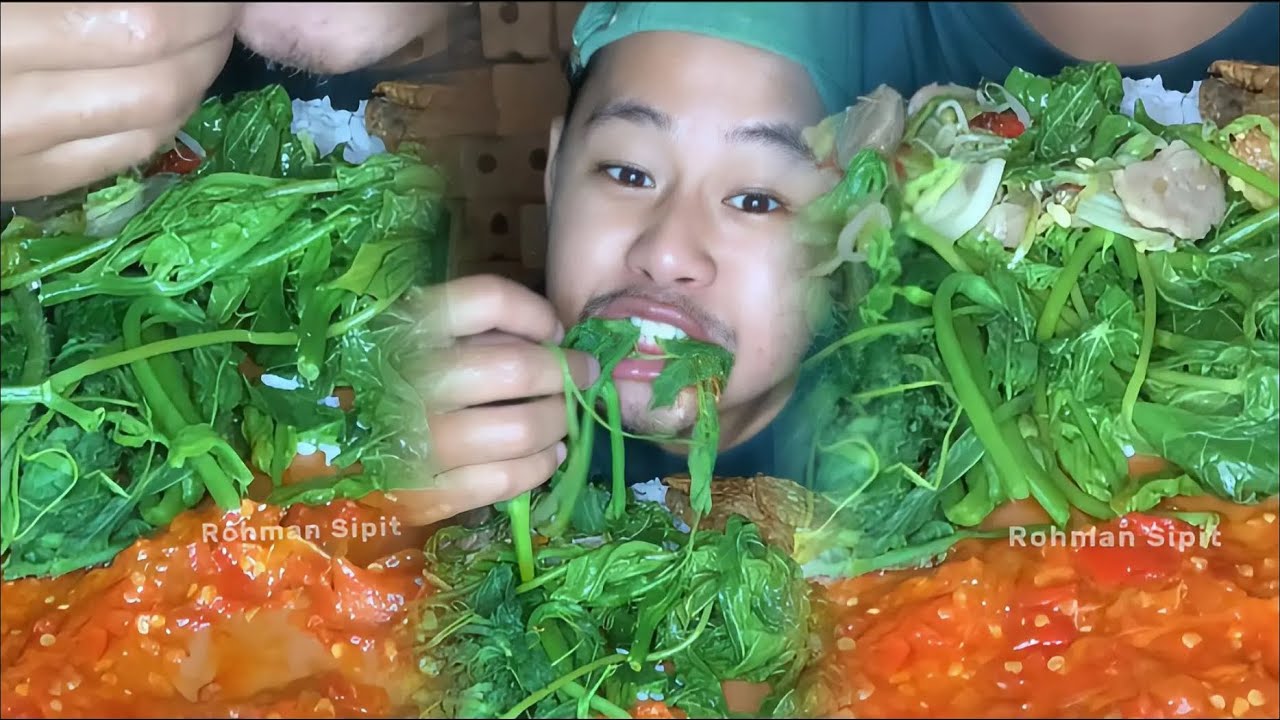 Makan daun singkong & daun labu pake samabal pedassss