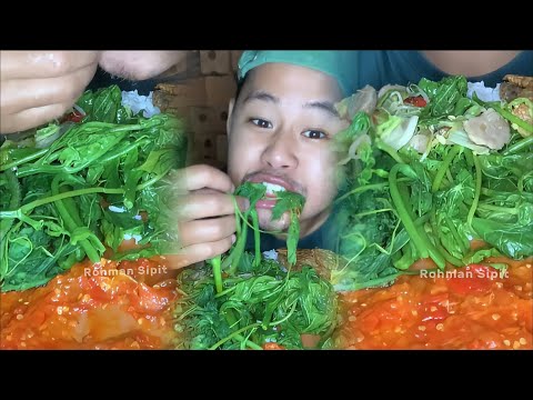 Makan daun singkong & daun labu pake samabal pedassss