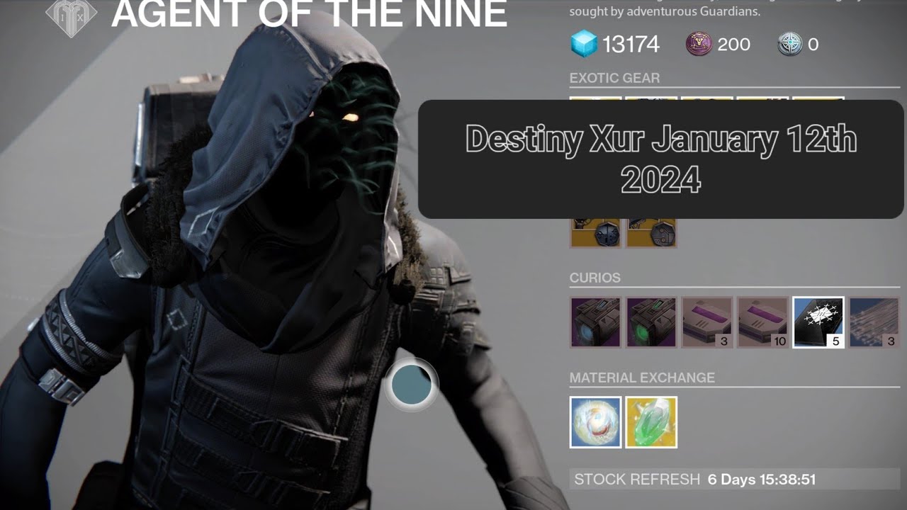 Destiny 1 Xur January 12th 2024 YouTube
