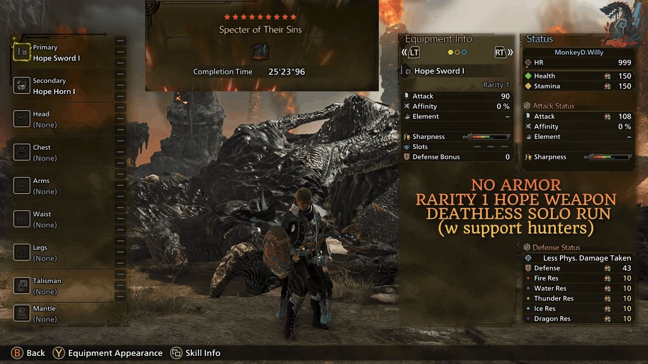 GOGMAZIOS BUT USING NO ARMOR + RARITY 1 HOPE WEAPON DEATHLESS SOLO RUN - MONSTER HUNTER WILDS
