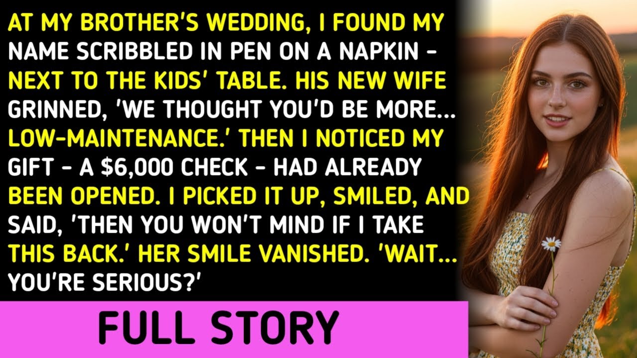 At My Brother's Wedding, I Found My Name Scribbled In Pen On A Napkin - Next To The Kids' Table. His