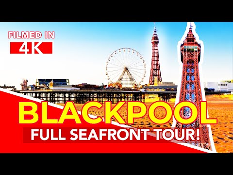 BLACKPOOL | Full seafront tour of Blackpool England | 4k Virtual Walking Tour