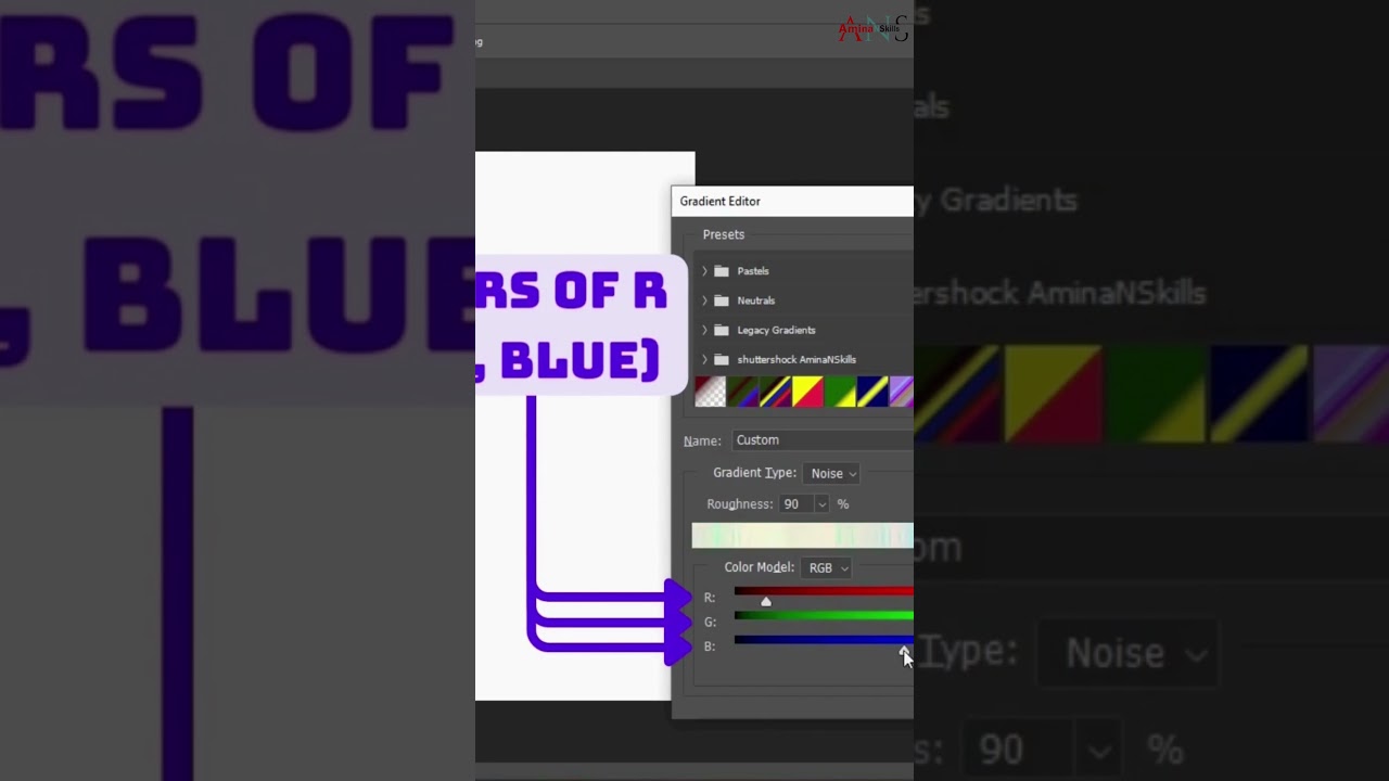 How to make a Noise Gradient with 90% Roughness in Photoshop 