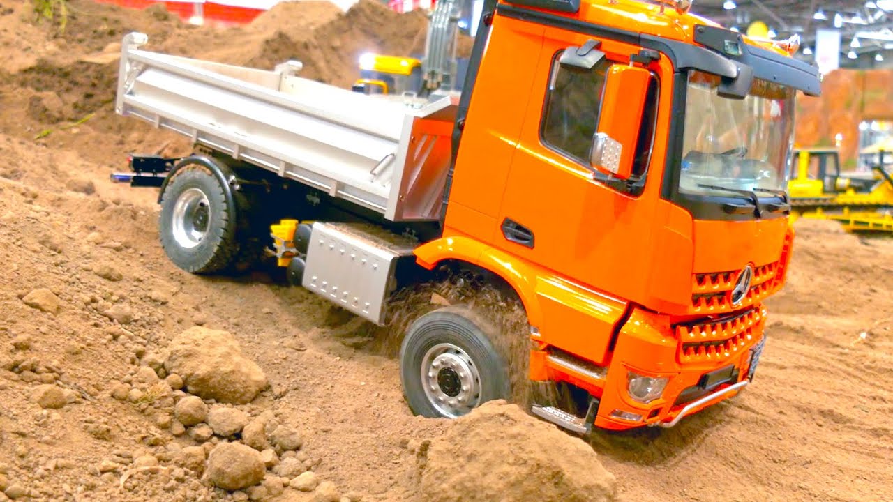 RC TRUCK MB AROCS STUCKING IN SAND, RC DIGGER VOLVO, RC CRUSHER, LIEBHER RC EXCAVATOR
