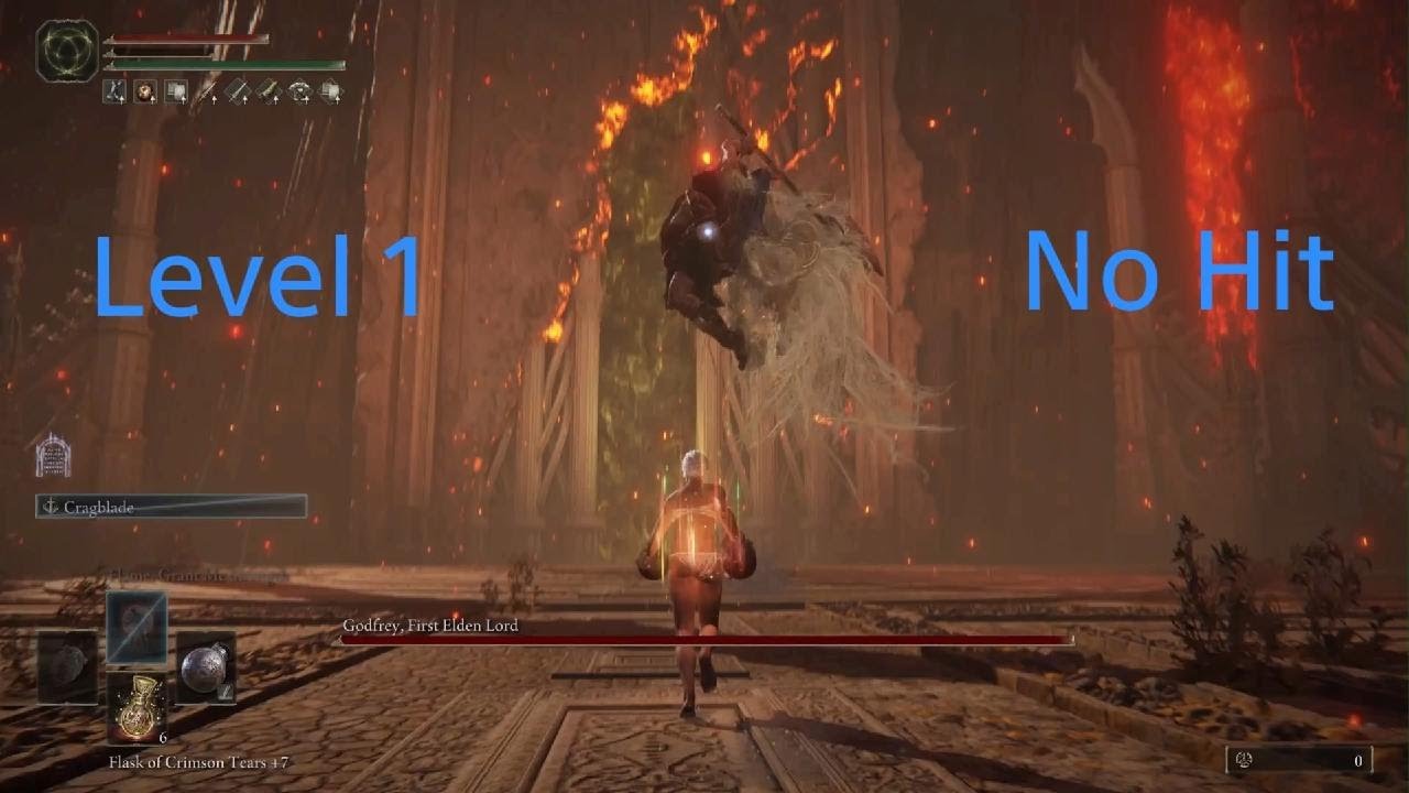 Godfrey Rune Beating Godfrey/Hoarah Loux at Rune Level 1 | ELDEN RING - YouTube
