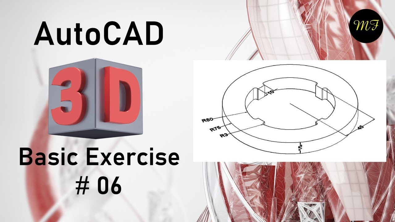 AutoCAD 3D Basic Exercise # 06 ( تمرين أوتوكاد 6 ) - YouTube