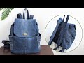DIY Casual No Zipper Denim Backpack Out of Old Jeans | Bag Tutorial | Upcycle Craft