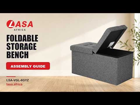 76cm Foldable Storage Bench with Padded Lid, Grey – Assembly