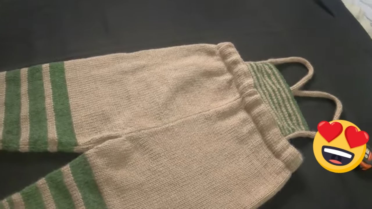 calça jardineira infantil em tricô à máquina