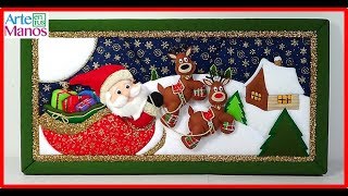 Cuadro en Patchwork sin aguja Santa Claus y su Trineo Cuadro en Patchwork sin aguja Santa Claus y su Trineo