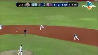 20131009 CPBL 猿VS犀牛 2上 林智平打了個Double Play，郭修延好悶~~