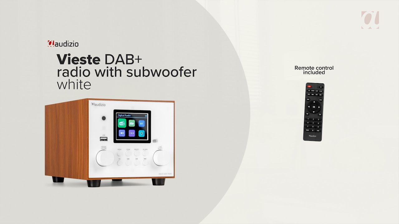 Radio Audizio Vieste DAB+ FM Bluetooth 60W – Écran Couleur 2.8″, Subwoofer Intégré, Télécommande – Grise