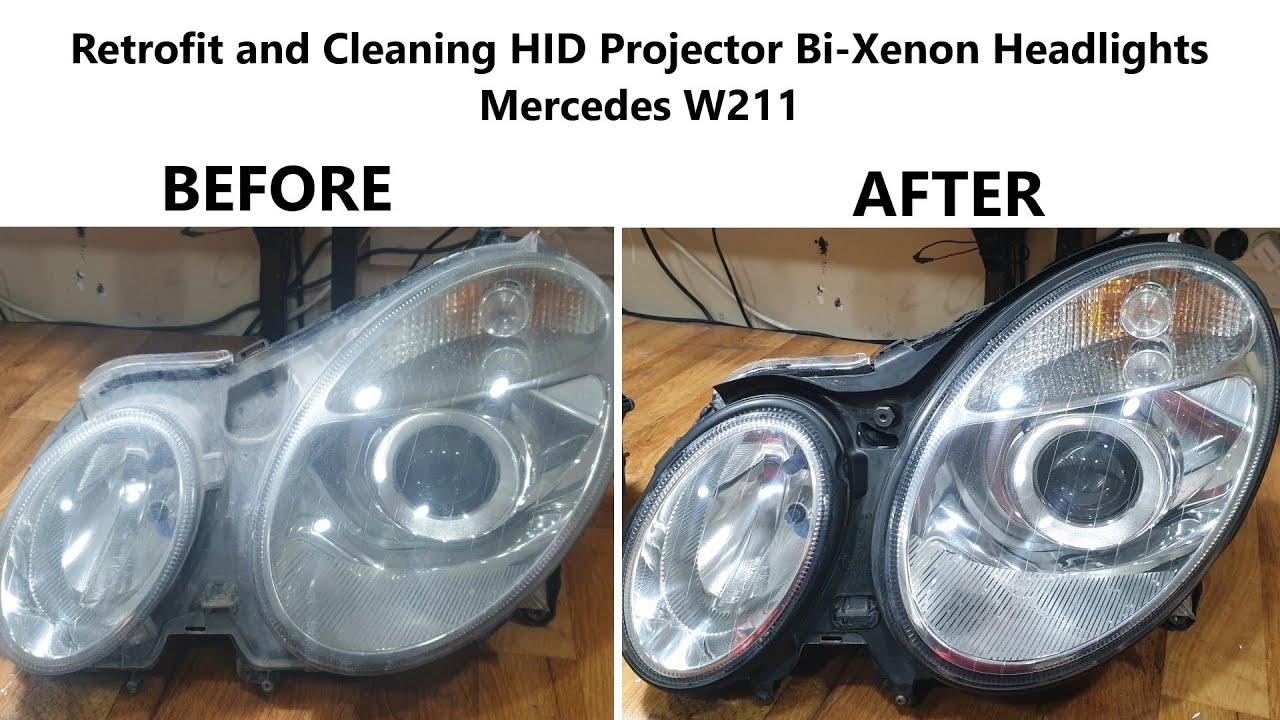 kroon Slaapzaal gas Retrofit and Cleaning HID Projector Bi-Xenon Headlights | Mercedes W211 -  YouTube