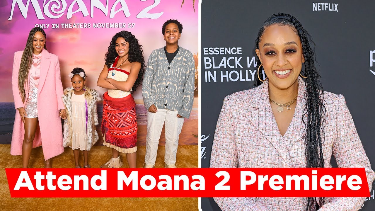 Tia Mowry Smiles With Daughter Cairo And Son Cree As They Attend Moana