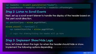 Implement a Scroll-Triggered Show/Hide Header Effect in JavaScript