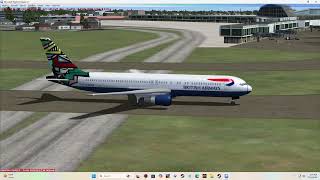 FSX AI British Airways 767-300 lands at Chicago O Hare airport.